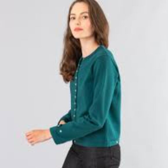 Travel Smith Teal Women's Button Front Loose Jacket size M‎ Petite Boho Artsy - Picture 1 of 5